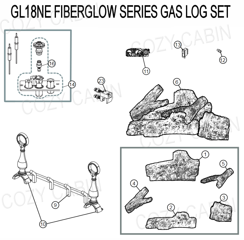 FIBERGLOW SERIES GAS LOG SET (GL18NE) #GL18E